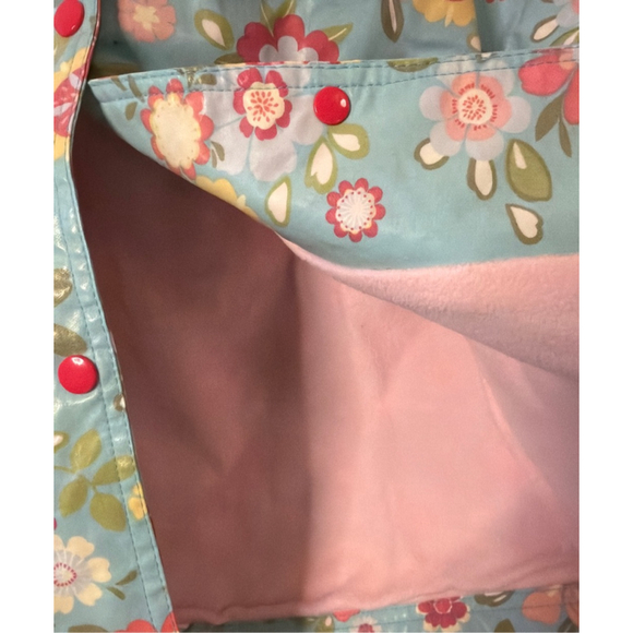 Pluie Pluie Hooded Waterproof Raincoat Jacket Girls Size 2/3 Floral Pink Fleece - Picture 3 of 7